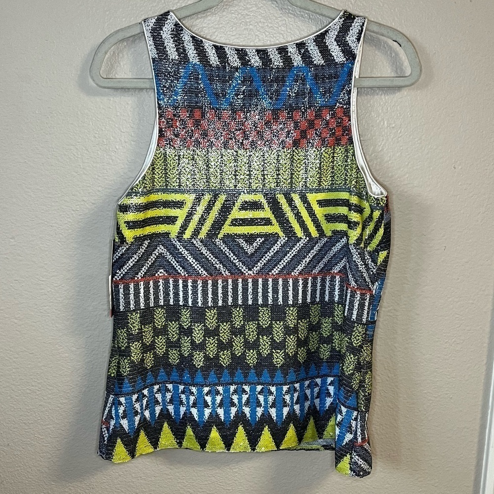Gianni Bini, Colorful Sequins Sleeveless Blouse for Women, Boho Pattern, Size S - Picture 4 of 7